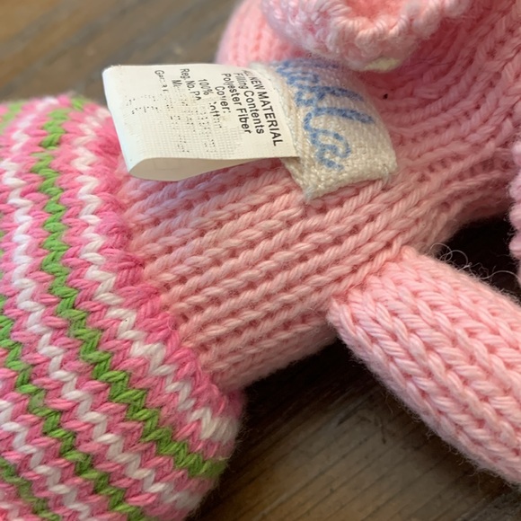 Blabla Elephant Plush Doll Rattle Baby Lovey Toy Bla Bla Stripes Pink Crochet 7” - Picture 6 of 6
